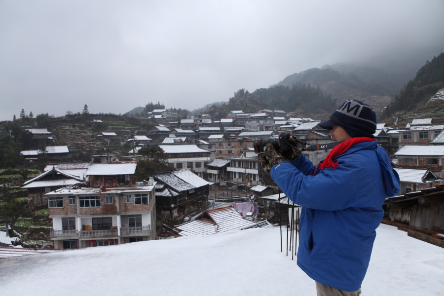 融水雪降元宝山美景令人醉
